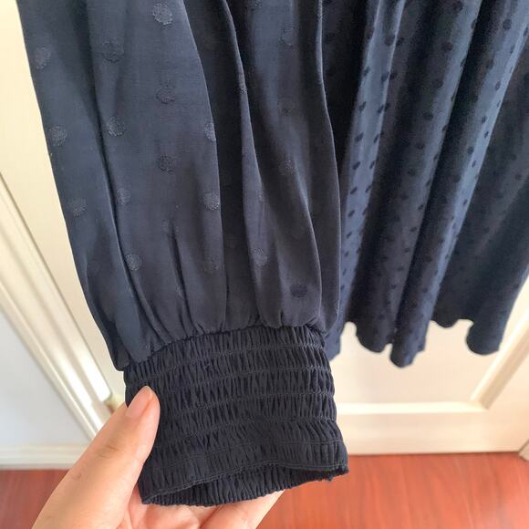 Sandro Claudia Shirred Polka Dot Mini Dress Marine (Please Read) - Picture 7 of 16